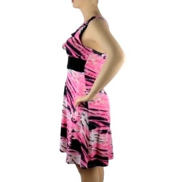 Dana Point Womens Sleeveless V-Neck Dress Size XL Pink Black - Picture 4 of 11
